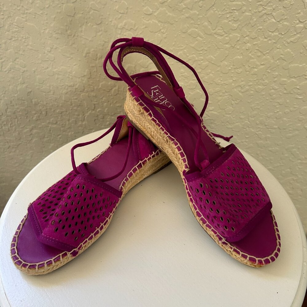 Franco Sarto Magenta Suede Strappy Espadrilles